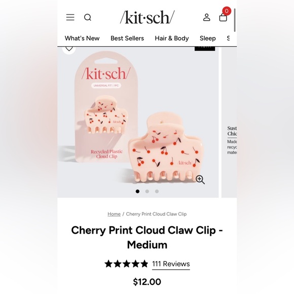🆕Kitsch Cherry Print Cloud Clip + Mini Claw Clip Set - Picture 4 of 10